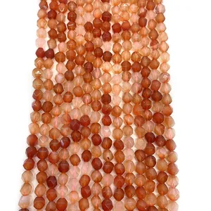Perles en agate rouge naturelle facettée pour création de bijoux et colliers