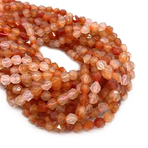 Perles facettées en agate rouge naturelle pour la création de bijoux et colliers