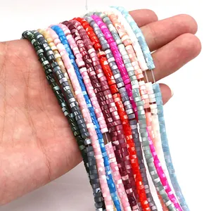 Cuentas cilíndricas de concha marina natural en varios colores para joyería DIY
