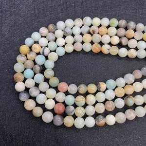 Macro detail of mixed colorful Amazonite natural stone beads for DIY jewelry making