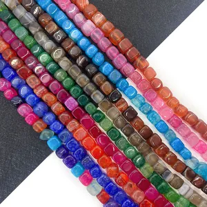 Natuurlijke Drakenader Agaat Vierkante Losse Kralen Gepolijste Steen Kubus Kralen Voor DIY Sieraden Maken Kettingen Armbanden Accessoires