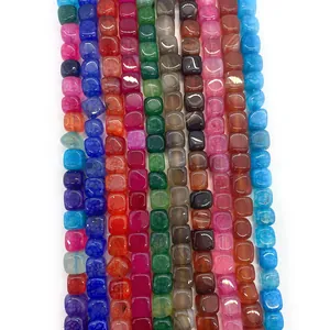 Gepolijste vierkante drakenader agaat kralen 8x8mm in meerdere kleuren voor DIY sieraden