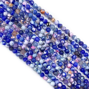 Gepolijste ronde blauwe drakenader agaat kralen voor DIY halskettingen en sieraden maken