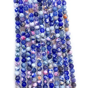 Blauwe en paarse drakenader agaat ronde kralen voor DIY sieraden maken