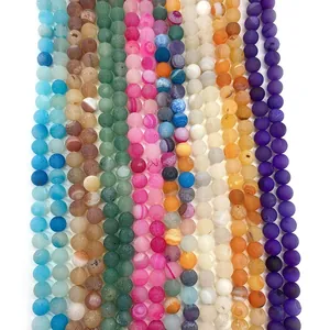 Matte natural agate beads in multiple colors for DIY jewelry making and crafting
