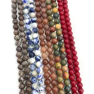 Cuentas de piedra natural variadas en diversos colores para joyería DIY y collares