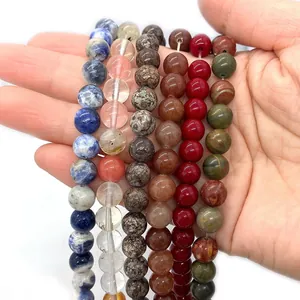 Cuentas de aventurina natural y piedras de colores pulidas para joyería artesanal