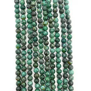 Natural African Turquoise round stone beads for DIY jewelry making and crafting