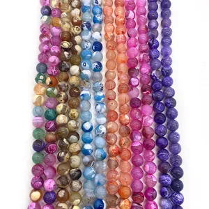 Dragon Veins Agate round beads for jewelry making in various natural colors