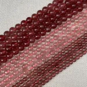 Assortiment de perles rondes en cristal fraise et grenat pour la création de bijoux