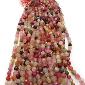 Faceted dragon vein agate beads in mixed colors for DIY jewelry making and necklaces