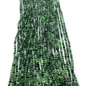 Faceted natural ruby in zoisite round beads for DIY jewelry making and beading