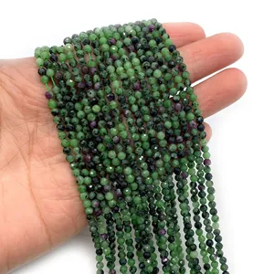 Faceted natural Ruby in Zoisite round beads for DIY jewelry making and bead strings