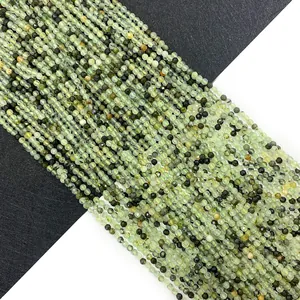 Natural Prehnite Faceted Round Loose Beads Light Green Natural Stone For Jewelry Making Handmade Necklace Bracelet Accessory