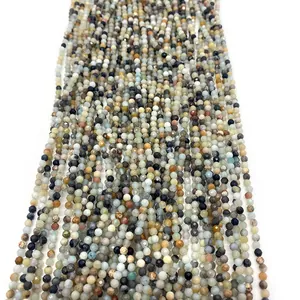 Gefacetteerde natuurlijke amazoniet ronde kralen in gemengde kleuren voor DIY-sieraden