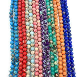 Polierte 6mm-10mm bunte Kaiserstein Rundperlen für DIY Schmuckherstellung