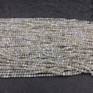 Macro view of faceted labradorite beads with blue flash for DIY jewelry making