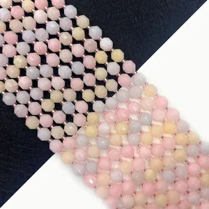 Naturstein Facettierte Morganit Lose Perlen Macaron Bunte Runde Perlen Schnur Für DIY Schmuckherstellung Armband Halskette