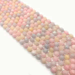 Facettierte Morganit Naturstein Perlen in Macaron Pastellfarben für DIY Schmuckherstellung
