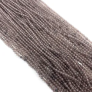 Faceted smoky quartz natural stone beads in grey-brown for DIY jewelry making