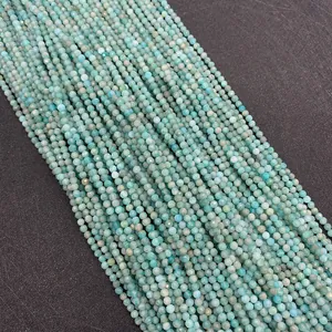 Macro detail of faceted Amazonite natural stone beads for DIY jewelry making