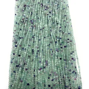 Faceted Natural Green Fluorite Round Loose Stone Beads For DIY Jewelry Making Bracelet Necklace Making Accessories
