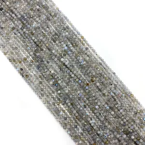 Faceted natural labradorite gemstone beads 2mm-4mm with blue flash for DIY jewelry