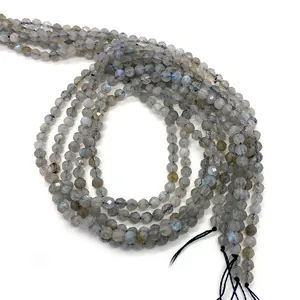 Faceted natural labradorite gemstone beads with blue flash for DIY jewelry making