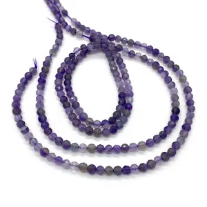 Faceted natural amethyst round beads for DIY jewelry making with light to dark purple hues