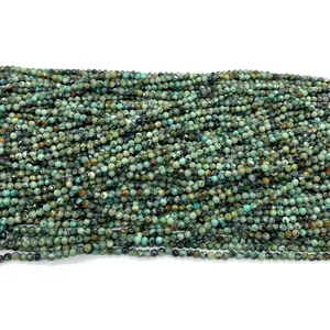 Faceted African Turquoise round natural stone beads for DIY jewelry making