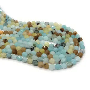 Cuentas facetadas de piedra amazonita natural para joyería DIY en colores pastel