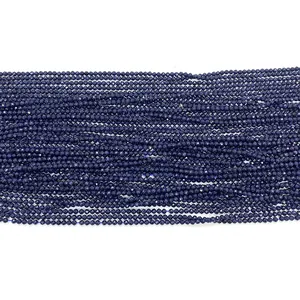 Perles en pierre de sable bleu facettées pour bijoux DIY avec effet ciel étoilé brillant