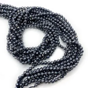 Perline sfaccettate in ematite naturale per creazione gioielli fai-da-te e artigianato