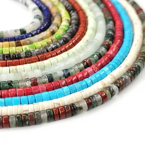 Perles intercalaires en pierre naturelle multicolores 2x4mm carrées pour bijoux DIY