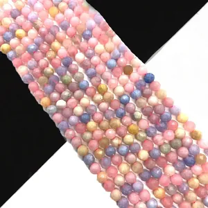Pierre Naturelle Morganite Perles Rondes Facettées En Vrac Pour DIY Bracelet Collier Création De Bijoux Perles Polies