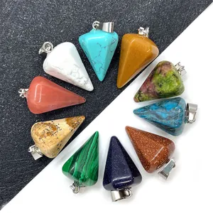 Natuursteen Gefacetteerde Konische Kristallen Kogel Healing Point Hanger Alleen Zonder Ketting Voor DIY Sieraden Maken Accessoires