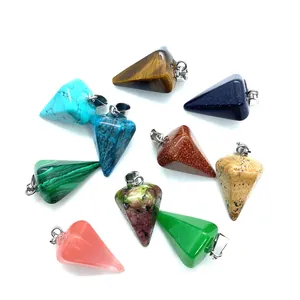 Set van 10 natuursteen kegelhangers met zilveren clips voor DIY sieraden maken