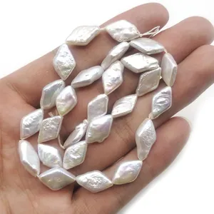 Natuurlijke witte zoetwater barokparels in ruitvorm voor het maken van DIY-sieraden