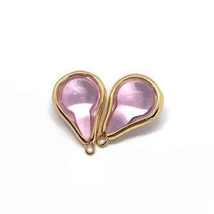 Détail de pendentifs en cristal rose en forme de goutte avec cadre doré pour bijoux DIY