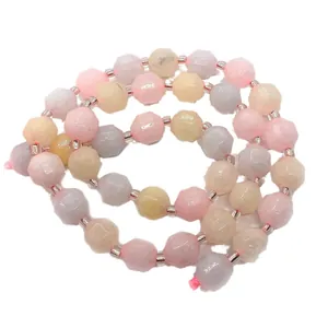 Facettierte Natursteinperlen in Makronen-Rosa und Violett für DIY-Schmuck
