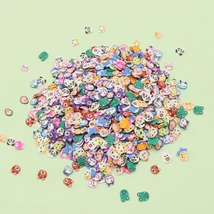 Macro detail of colorful cartoon animal clay beads for DIY craft jewelry making