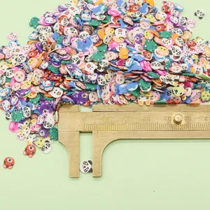 5mm colorful polymer clay beads with cute animal prints like pandas and frogs for DIY crafts