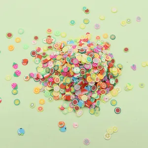 Colorful mixed fruit polymer clay slices for DIY jewelry making and slime fillers
