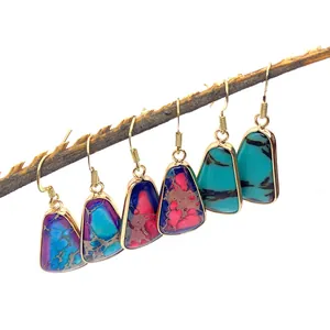 Bohemian dangle earrings with natural stones on a branch for DIY jewelry designs