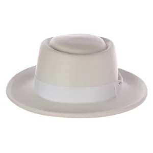 Classic cream felt pork pie hat for children with matching ribbon bow decoration