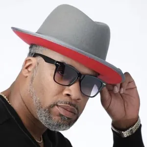 Two Tone Fedora Hat For Women Men Wide Brim Felt Jazz Hat Autumn Winter Contrast Color Woolen Fedora Fashion Church Hat