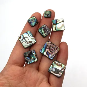 Natural iridescent abalone shell square loose beads for DIY jewelry making accessories
