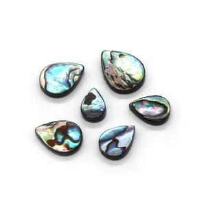 Natural abalone shell teardrop beads with iridescent rainbow colors for DIY jewelry making
