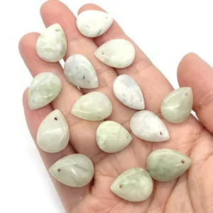 Handheld natural Burmese jade water drop pendants for DIY jewelry making 13x18mm size