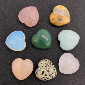 Polished 30mm heart-shaped natural gemstones in mixed colors for DIY jewelry making